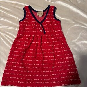 Gucci Red and Navy Love Print Dress